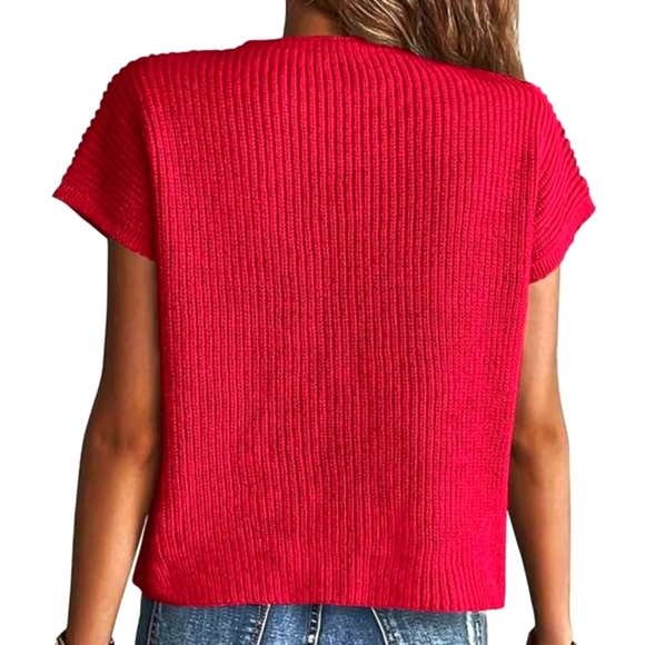 KIRUNDO Short Cap Sleeve 100% Cotton Sweater Vest Top. Size S NWT - Picture 2 of 10